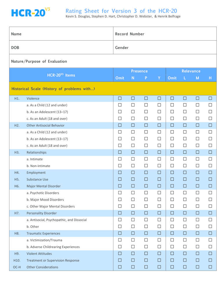 Hcr20  Form