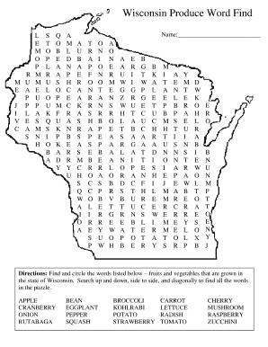 Crossword Puzzles and Word Finds Fresh Fruit and Vegetable Program Dpi Wi  Form