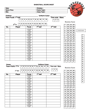  BASKETBALL SCORE SHEET Cnrbasketball 2009