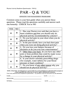 Par Q Questions  Form