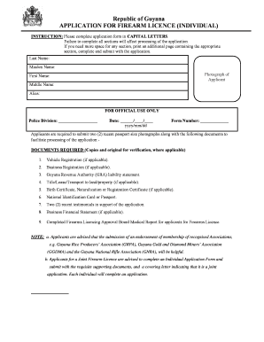 Guyana Firearm License  Form