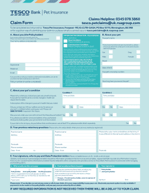 Tesco Pet Insurance Claim Form