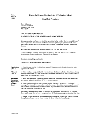 Divorce Scotland  Form