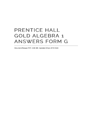 Prentice Hall Gold Algebra 1  Form