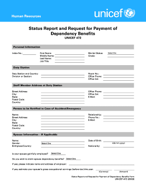 UNICEF 472 Status Report and Request for Payment of Unicef 2009