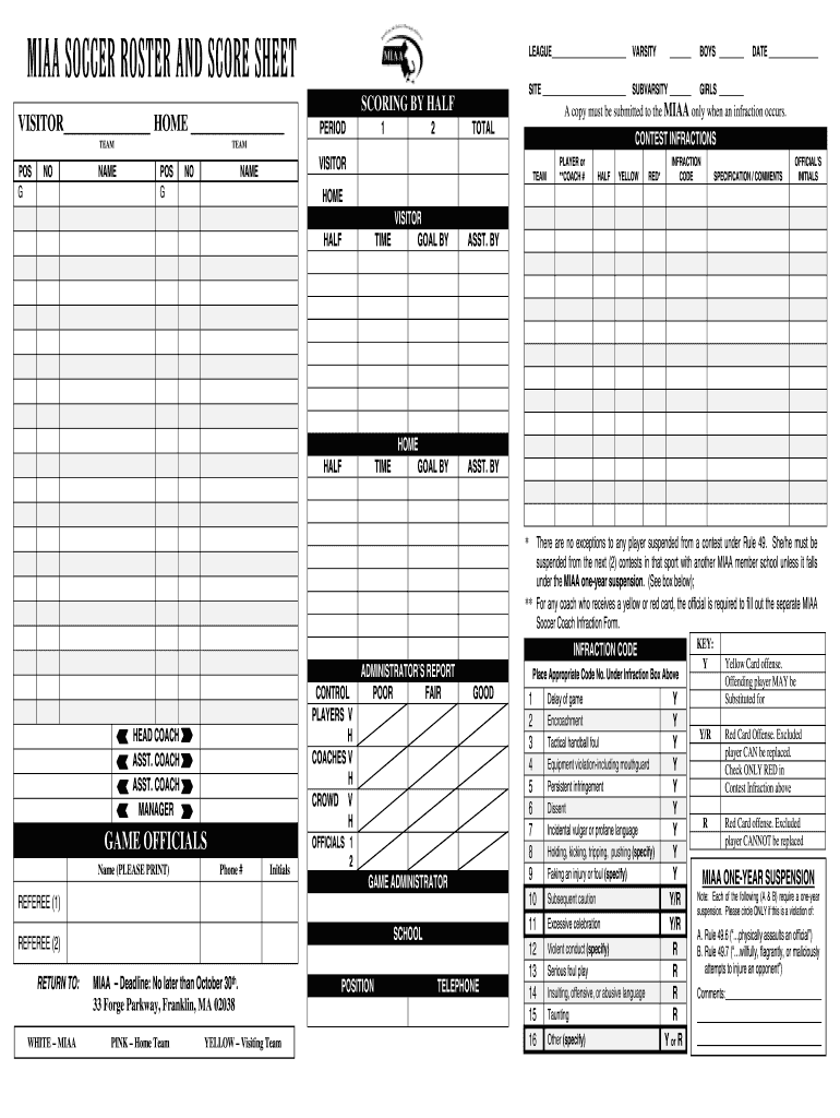 Miaa Roster Form