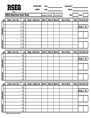 GMAA Badminton Score Sheet  Form