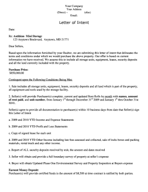 LOI Self Storage Sampledoc  Form