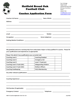 Coach Application Form