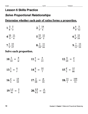 Lesson 6 Homework Practice Solve Proportional Relationships  Form