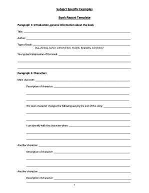 Book Report Template  Form
