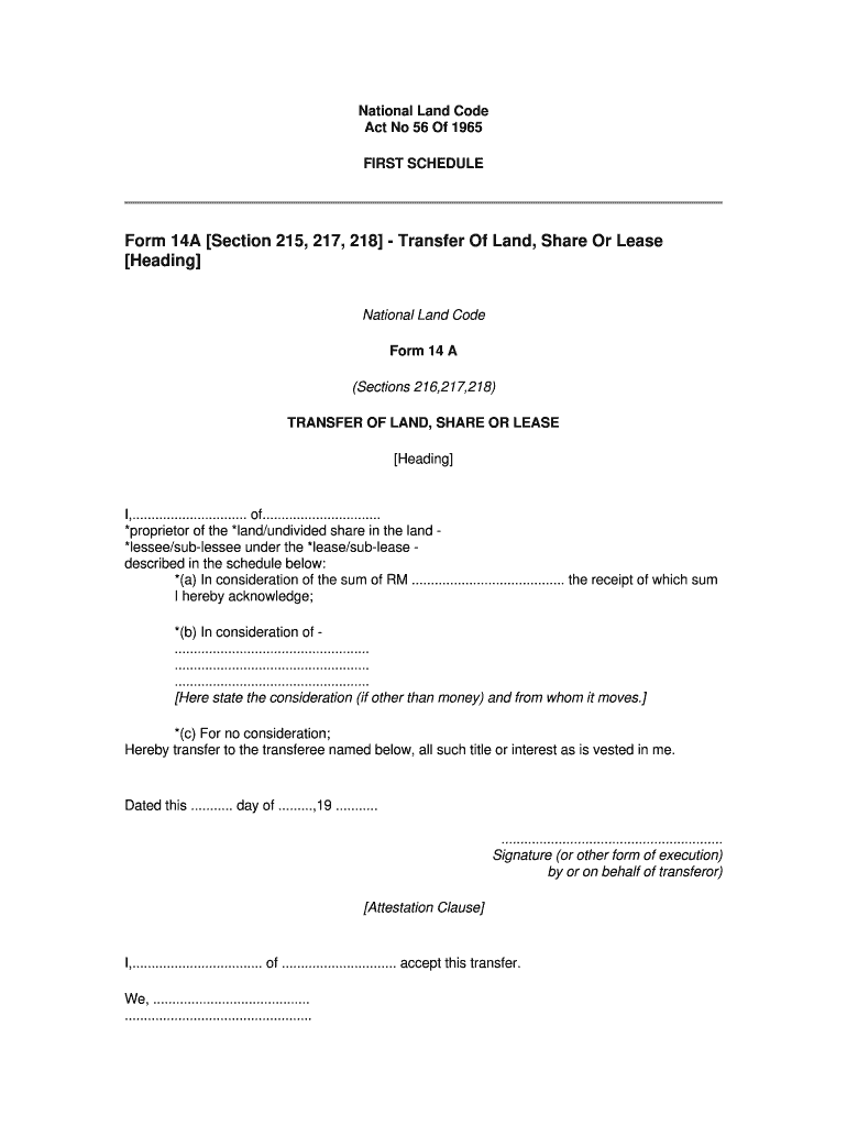 Form 14a National Land Code