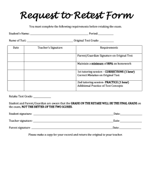 Request to Retest Form