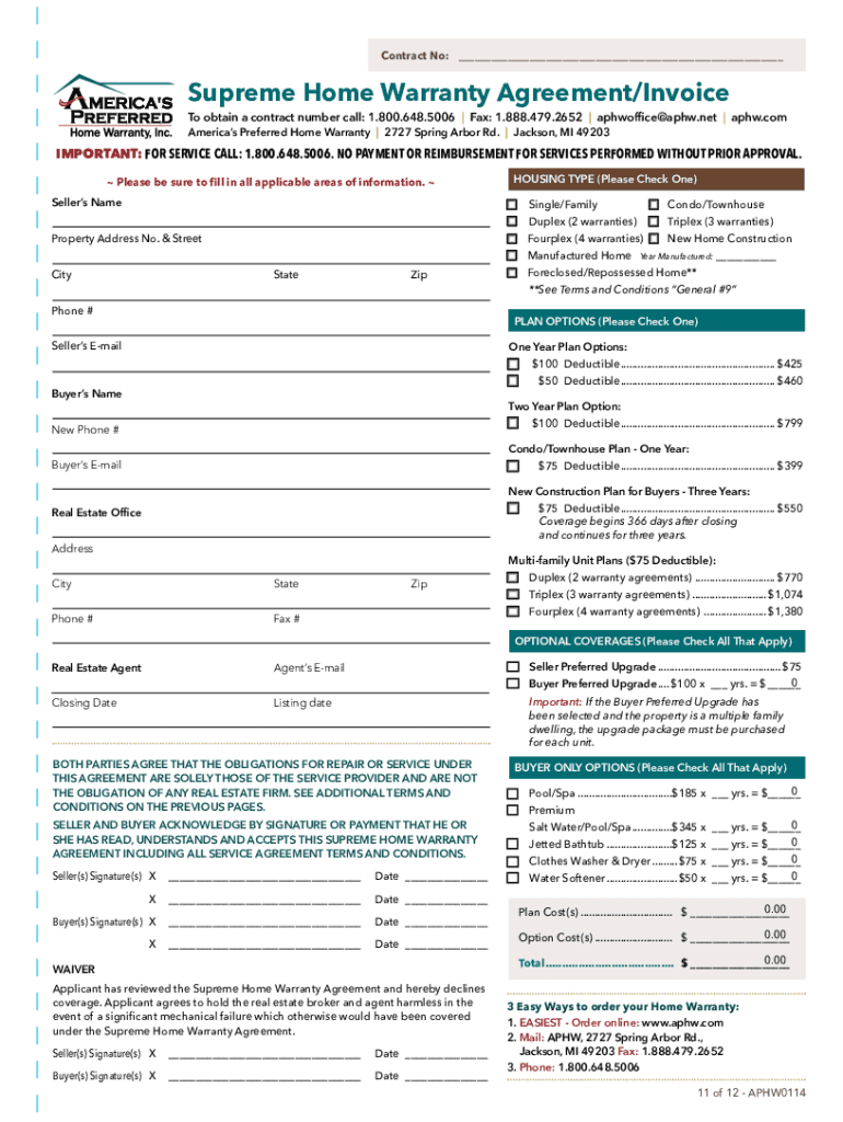 America's Preferred Home Warranty Brochure PDF  Form