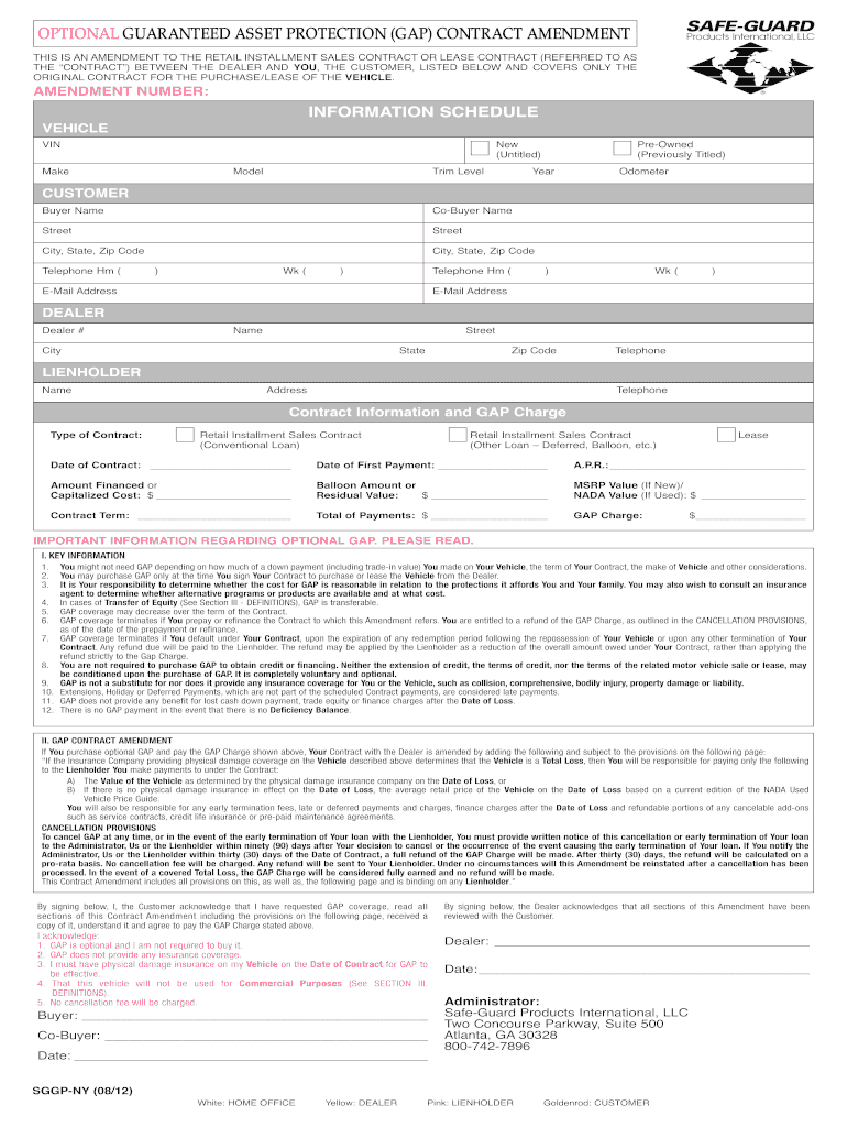 Gap Contract Amendment  Form