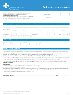 Southern Cross Pet Insurance Claim Form