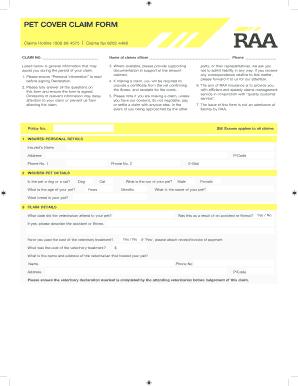 Petcover Claim Form