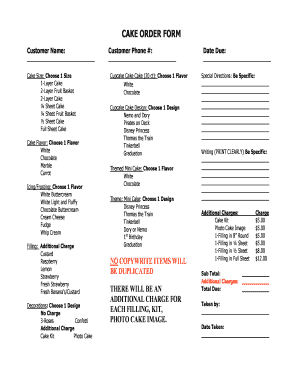 Raley&#039;s Cake Order Form