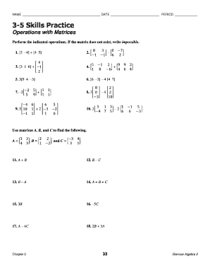 3 5 Practice Operations with Matrices  Form