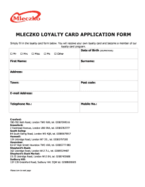 Mleczko Card  Form