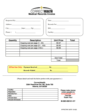 Medical Records Invoice PDF  Form