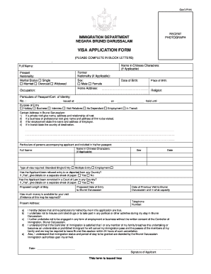 Brunei Visa Application Form