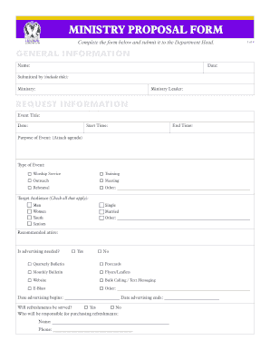 New Ministry Proposal Template  Form