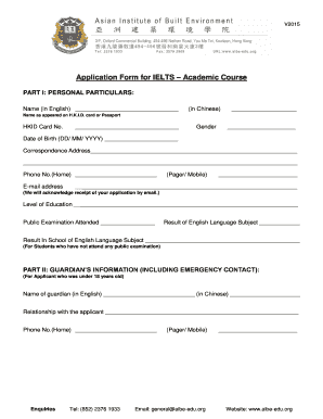 Application Form for IELTS Academic Course Aibe Edu