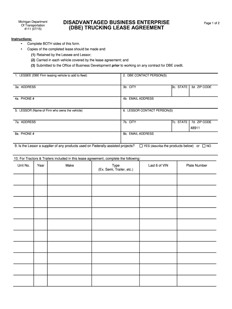  TRUCKING LEASE AGREEMENT 2015