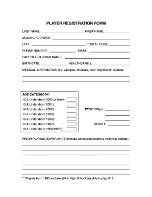 Player Registration Form