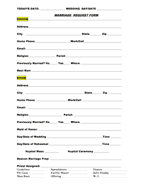 Wedding Request Form