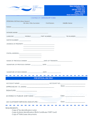 Water Authority of Fiji Forms