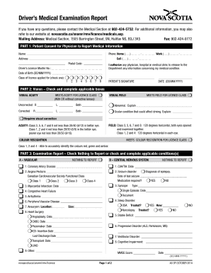 Drivers Medical Form Nova Scotia