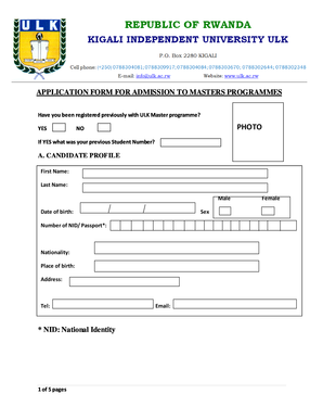 Ulk Application Form