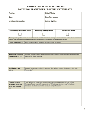 Danielson Lesson Plan Template  Form