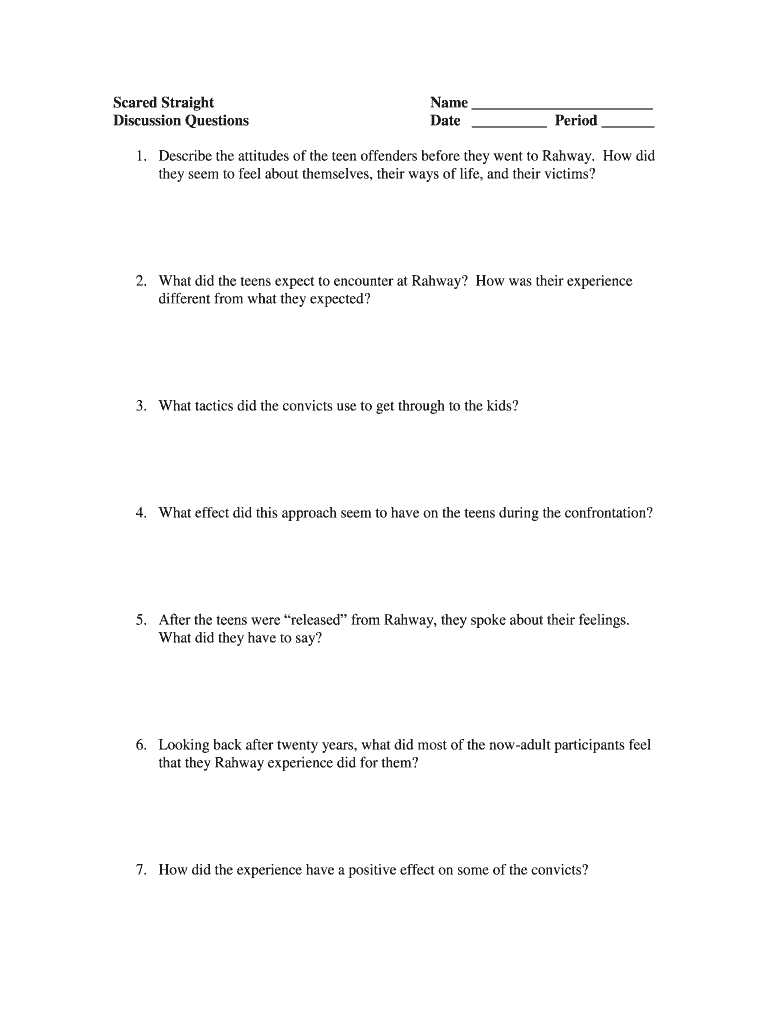 Discussion Questions for Scared Straight Form