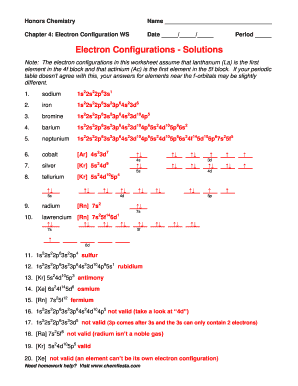 Electron Configuration Worksheet  Form