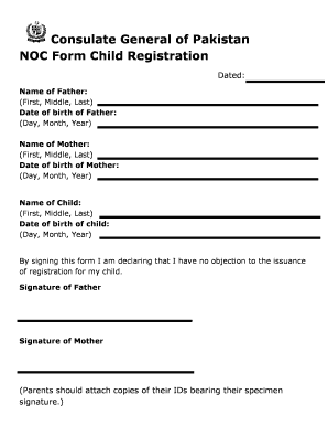 Consulate General of Pakistan NOC Form Child Registration