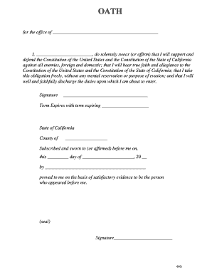 California Oath of Office Form