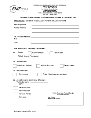 Borang Permohonan Geran Sme Corp  Form