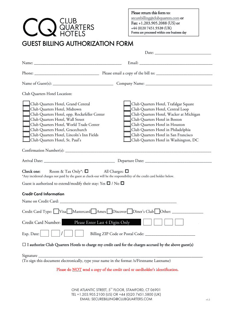 Guest Billing  Form