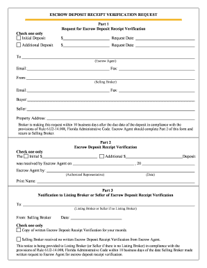 Escrow Deposit Receipt  Form