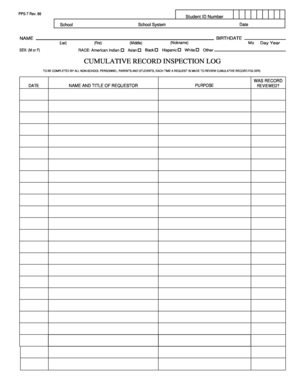 CUMULATIVE RECORD INSPECTION LOG SchoolMessenger  Form