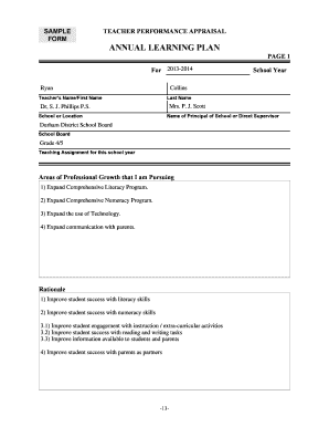 Annual Learning Plan Examples  Form