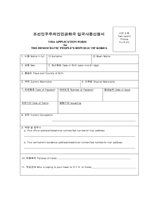 North Korea Visa Application Form Welcome to