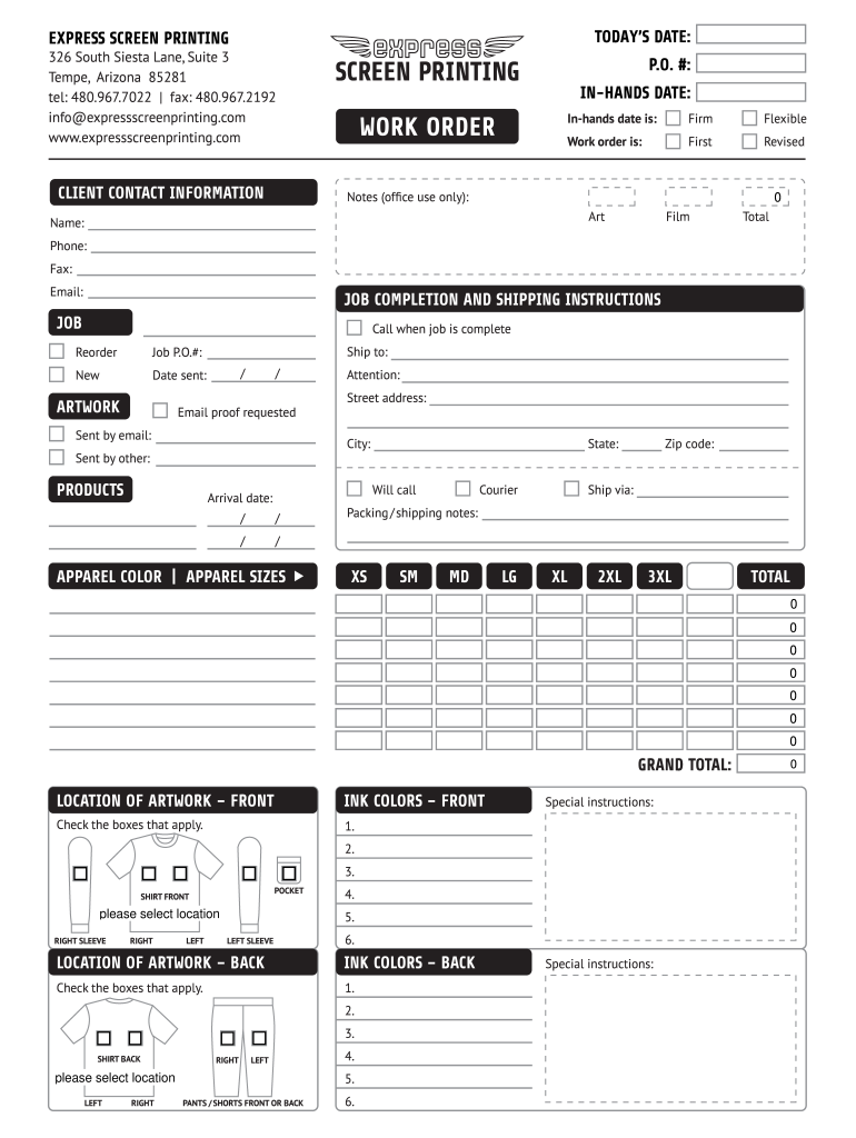 Screen Printing Registration Template  Form
