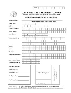 Up Nursing Council  Form