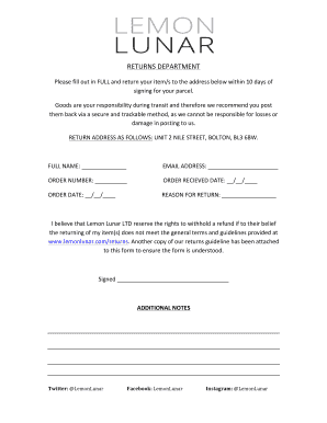 Lemonlunar Returns Form - Fill Out and Sign Printable PDF Template