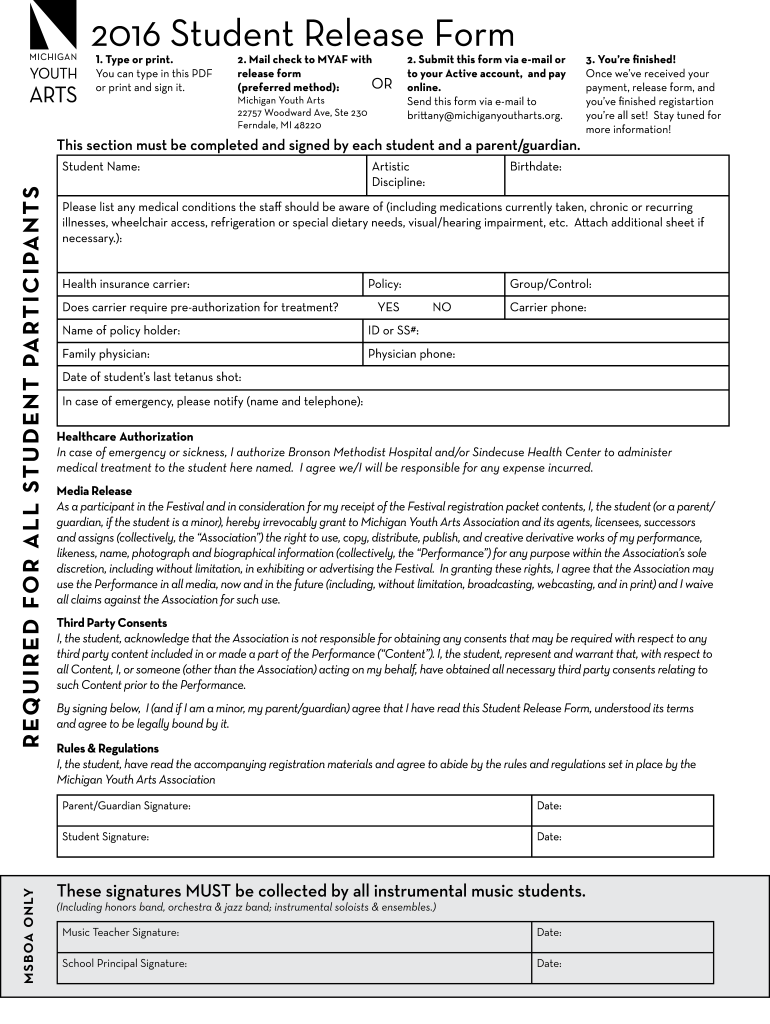 Student Release Form