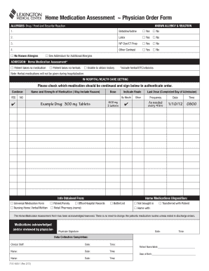 Home Medication Assessment Physician Order Form Csks Lexmednetwork